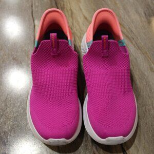 Skechers slip-ins, Youth Size 4, Pink/Salmon/Turquoise,  EUC